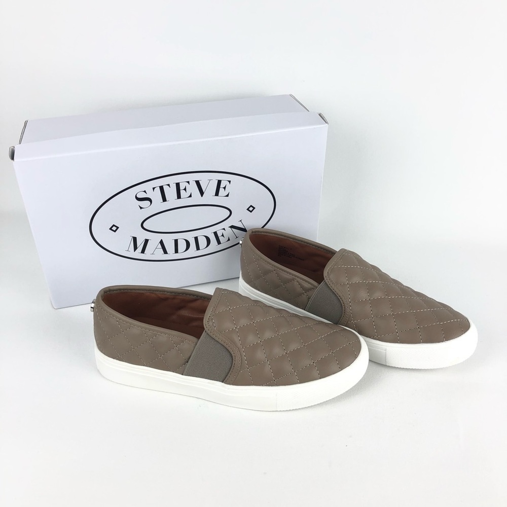 Steve Madden Endell Quilted Taupe Slip On Shoes 7